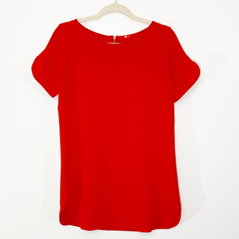 Red Crepe Mini Dress w/ Gold Back Zipper